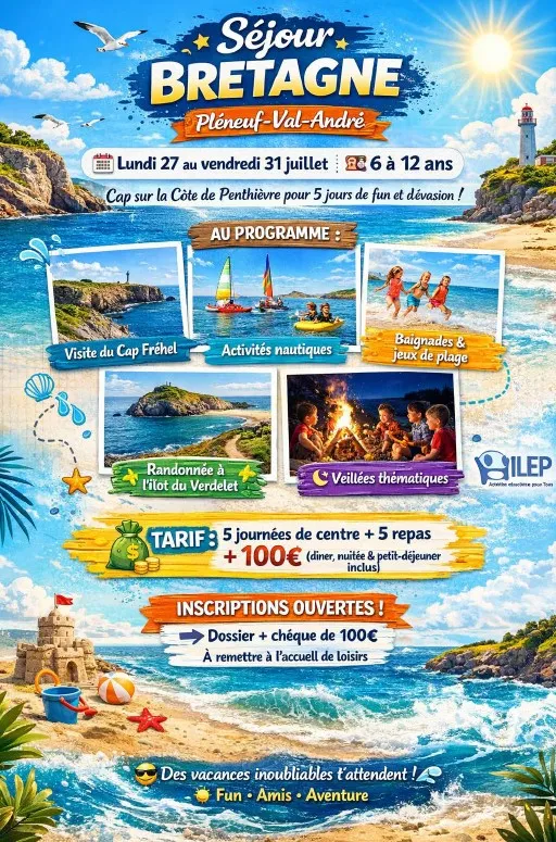 Lire la suite de l'actualité 🌊 ILEP- Séjour été 2026 – Destination Bretagne ! 🌞